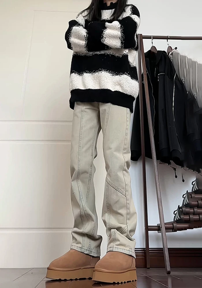 

Мужские джинсы American Sle Spliced, зауженные прямые брюки, цвета желтой грязи, с эффектом удлинения ног, микро-клеш