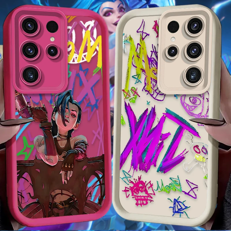 Arcanes J-Jinx Graffiti Phone Case for Samsung Galaxy S25 S23 S24 Ultra S22 S21 Plus FE 5G A54 A34 A14 A73 A53 A33 5G Soft Cover