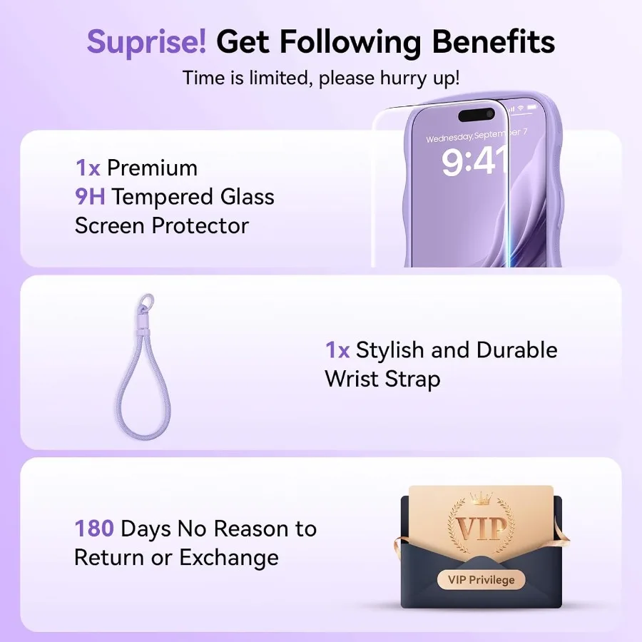 حافظة هاتف غير لامعة باللون الأرجواني الفاتح مع إطار مموج لطيف لهاتف iPhone 17 Pro 6.3 تتميز بحماية كاملة للكاميرا وMagSafe Compatibi #2