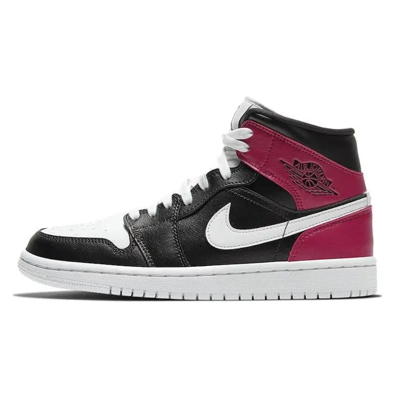 Nike Jordan 1 Mid Black Noble Red Women's Sneakers shoes BQ6472-016