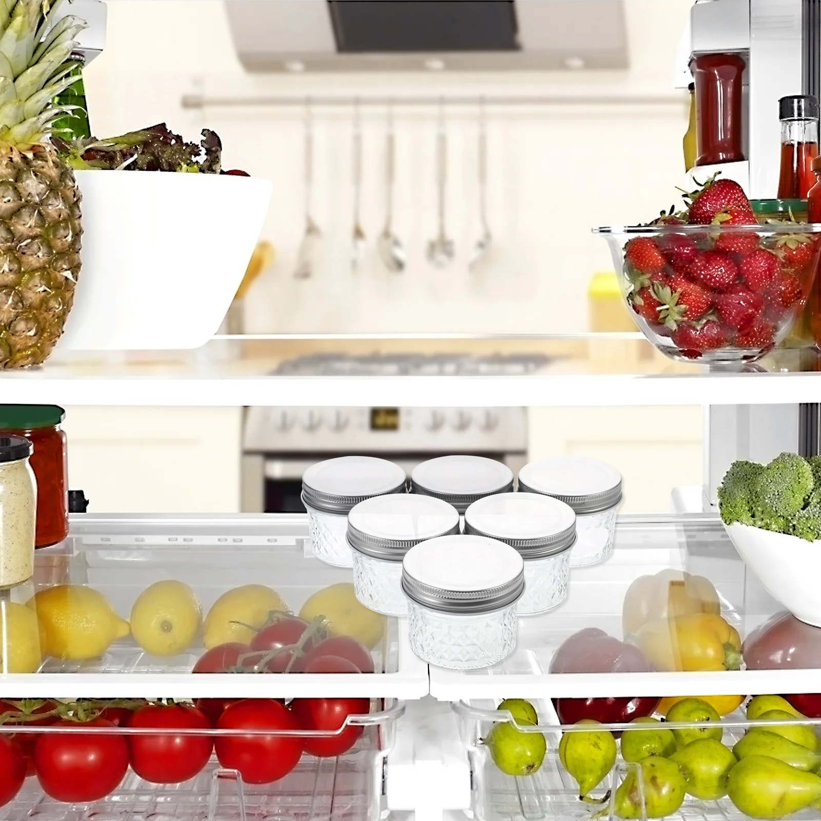 

6Pcs Sealed Glass Storage Bottles Transparent Kitchen Jam Containers for Honey Pickle Food Storage Clear Glass Jars