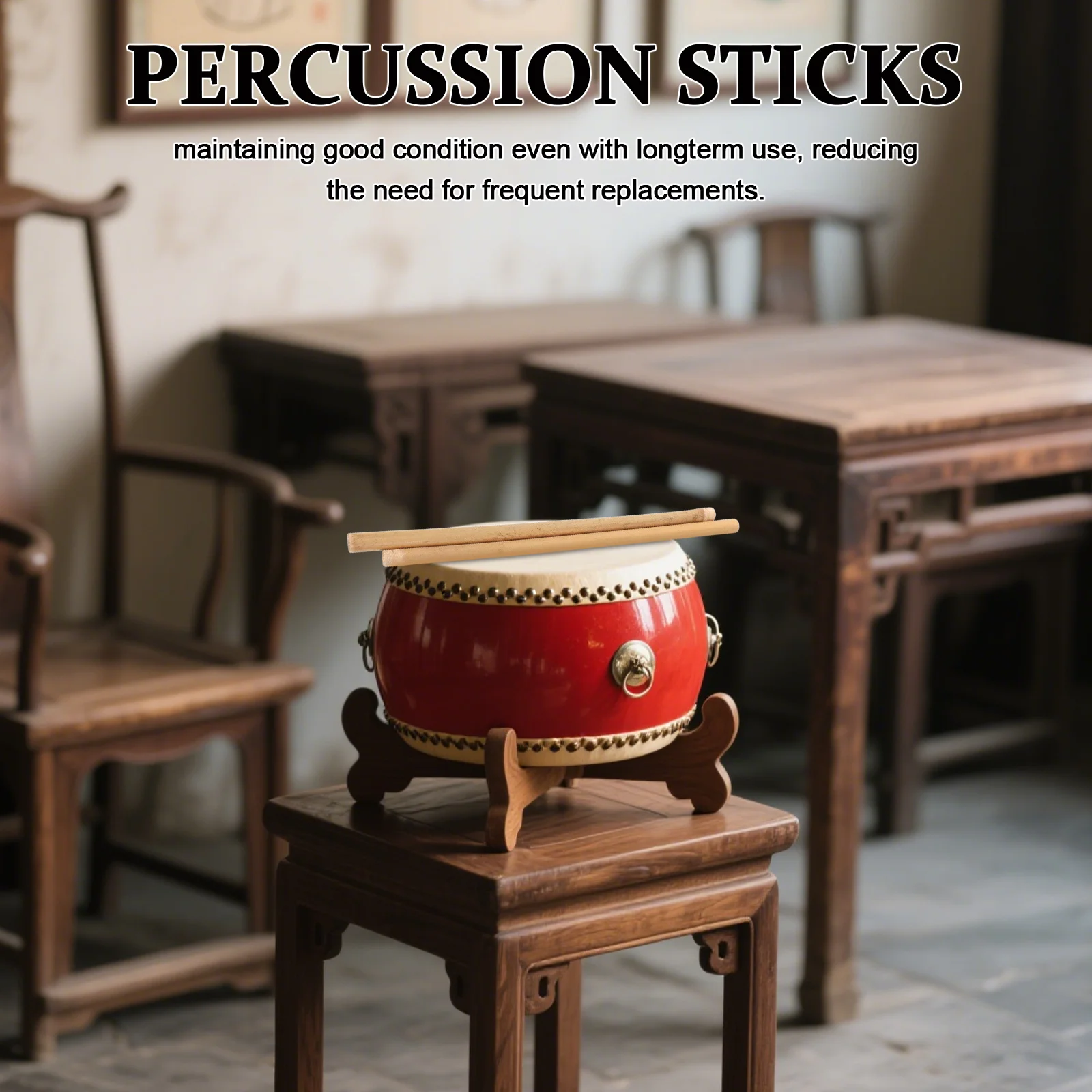 

1Pair Bamboo Drumsticks Professional Non-Slip Grip for Marching Snare Bass Drum Percussion Accessories for Beginners Adults