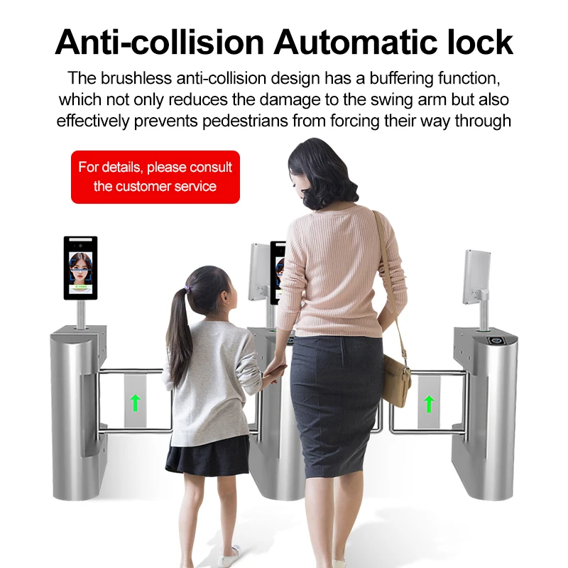 Servo Motor Rotary Swing Barrier Gate Face Recognition Pedestrian Access Control Security Turnstile For Supermarket Mall