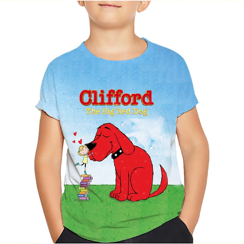 Clifford the Big Red Dog T-shirt Fashion Kids Girls T Shirt For 3-14 Years Old Children Short Sleeve Clothing Tops Tees