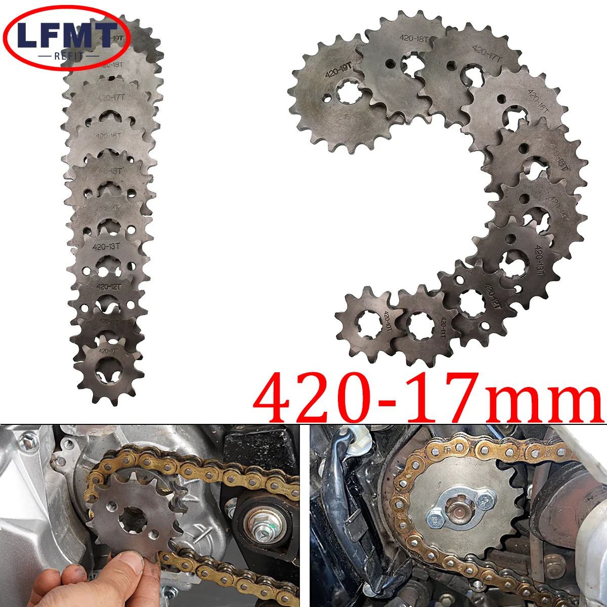 For Honda Lifan ZongShen YCF ATV Quad Dirt Pit bike Buggy 420# 17mm 10 11 12 13 14 15 16 17 18 19 20 T Front Engine Sprocket