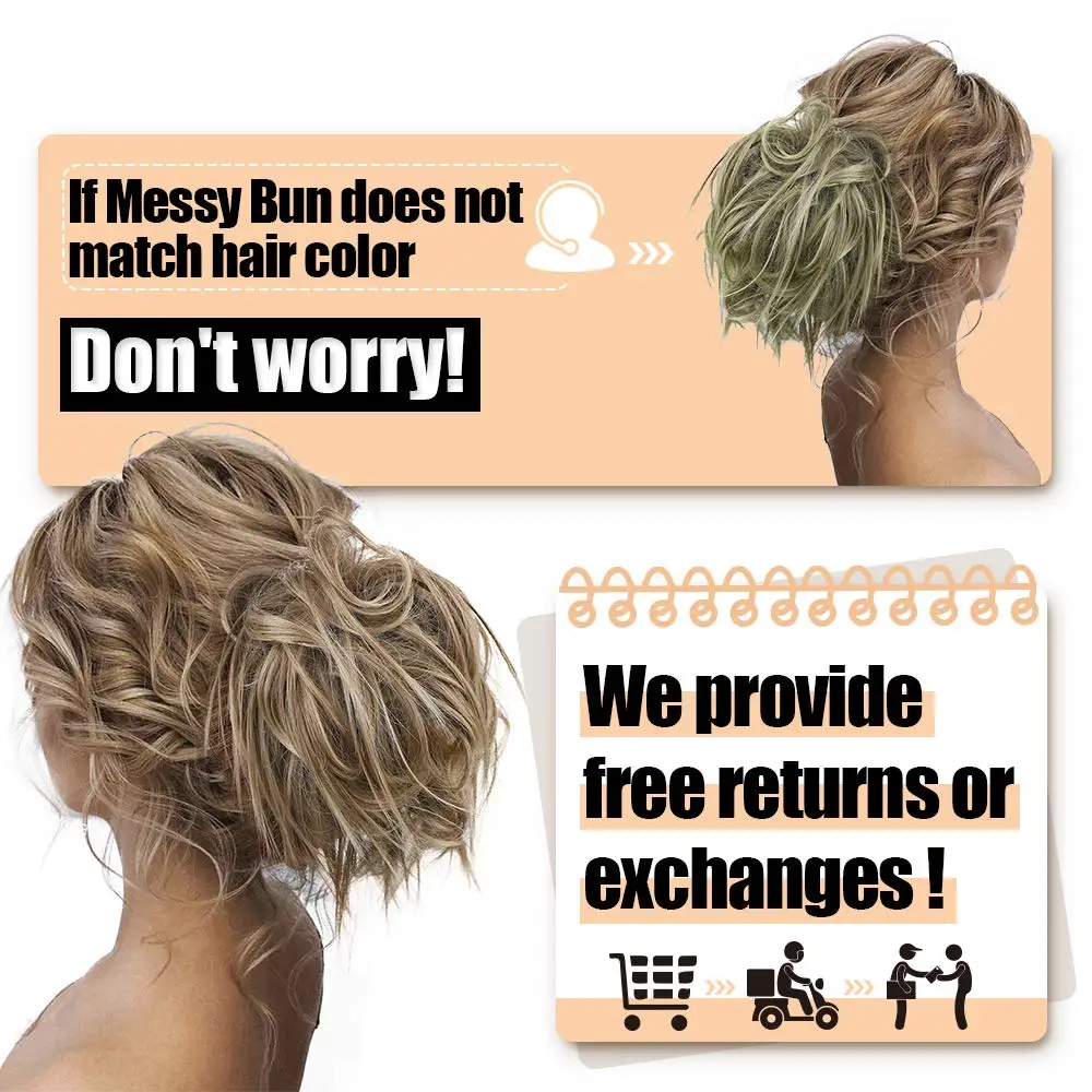 Messy Bun Hairpiece with Elastic Rubber Band