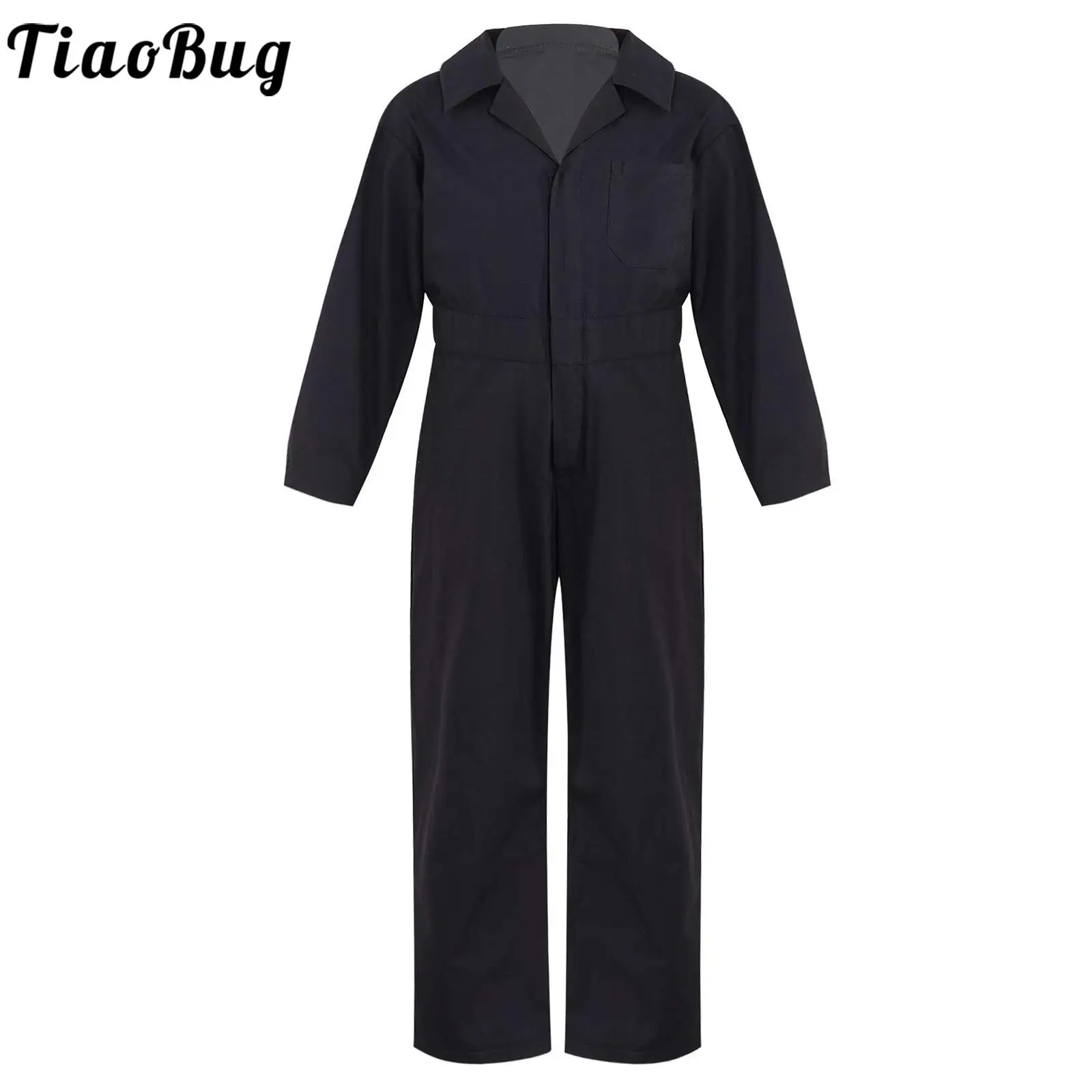 Kids Boys Christmas Halloween Cosplay Costume Coverall Mechanic Boiler Suit Flight Suit Flightsuit Long Sleeve Zipper Jumpsuit