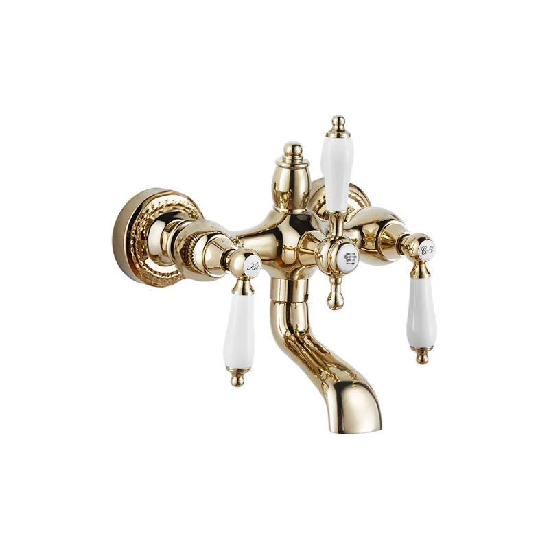 

French Vintage Copper Gold Bath Faucet Without Hand Spray Shower Shower