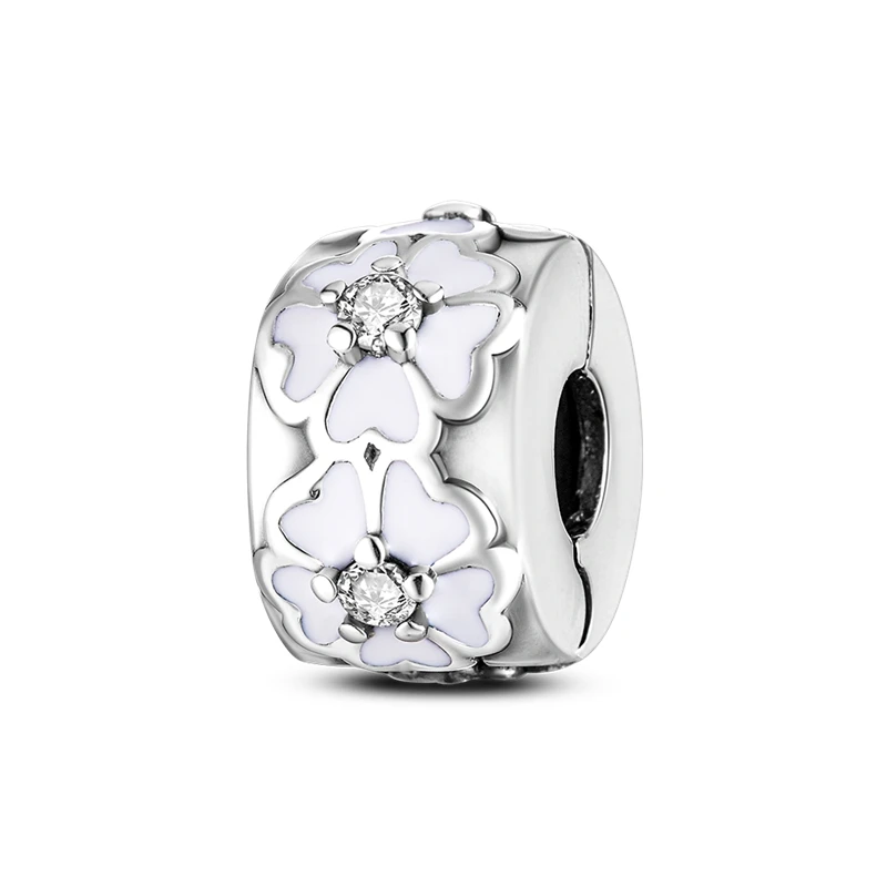 CZ Clip Silver Plated Clear Pave Clip Charm Zircon Beads fit Original MULA Bracelets  Jewelry Making