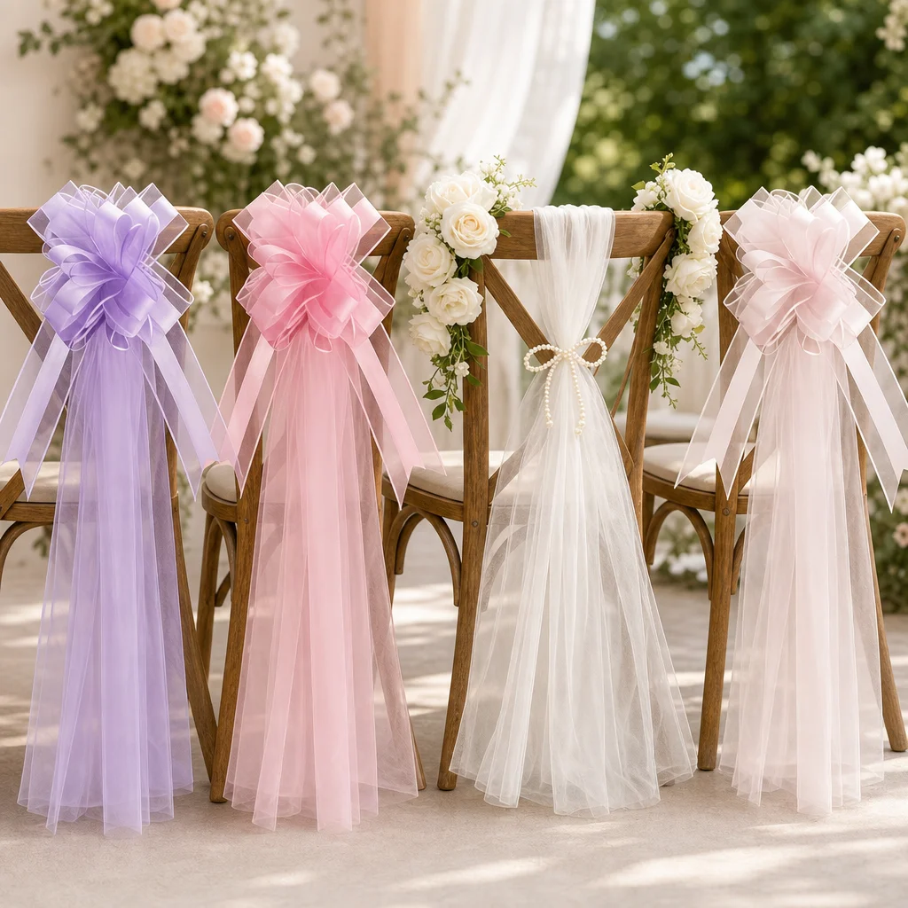 10pcs-church-wedding-pew-bows-with-long-tulle-tails-chair-aisle-decor-wedding-car-decoration-for-church-aisle-decors-ceremony