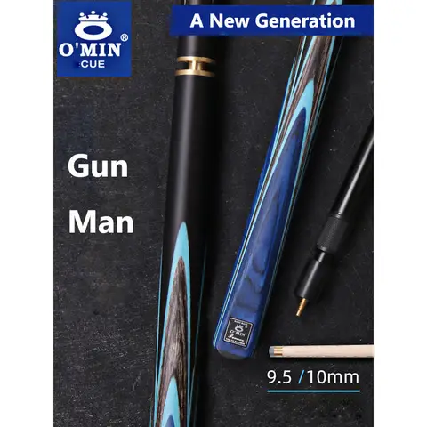 2023 New Generation OMIN Gunman 3/4 Snooker Cue One Piece 10mm /9.5mm Tip Ebony Handle With Snooker Cue Case Set China
