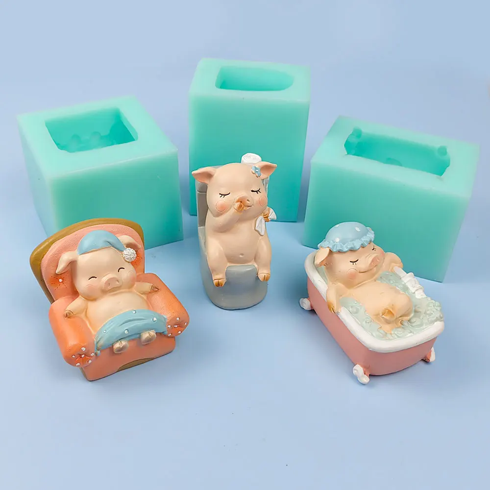 

DW0426 PRZY Mold Silicone Toilet Bowl Piglet Candle Mold 3D Animal Bathroom Pig Soap Mold Clay Resin Mold