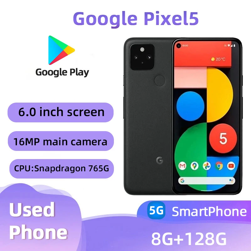 Google Pixel5 5G SmartPhone CPU Qualcomm Snapdragon 756G Battery capacity 4080mAh 12MP Cameraoriginal used phone