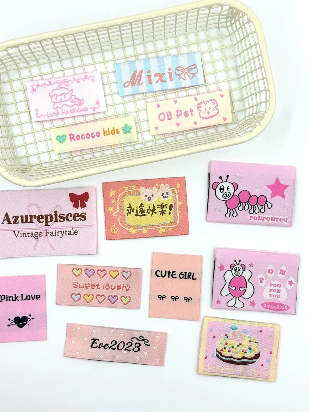 

Custom Korean Style Woven Labels - DIY Clothing Tags for Garments/Bags/Hats (Your Logo)