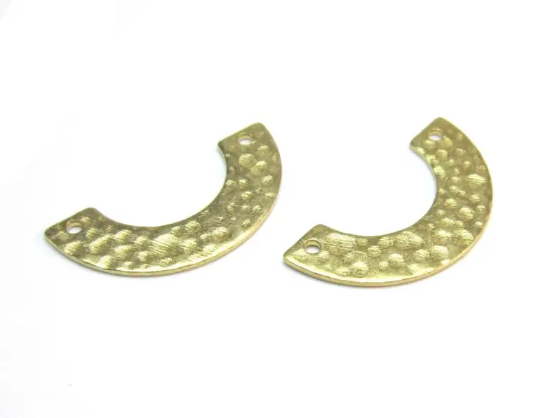 20pcs Brass Charms, Arched Earring Connector, Hammered Brass Findings, 25x12.5mm, Necklace Charm, Jewelry Making R1739