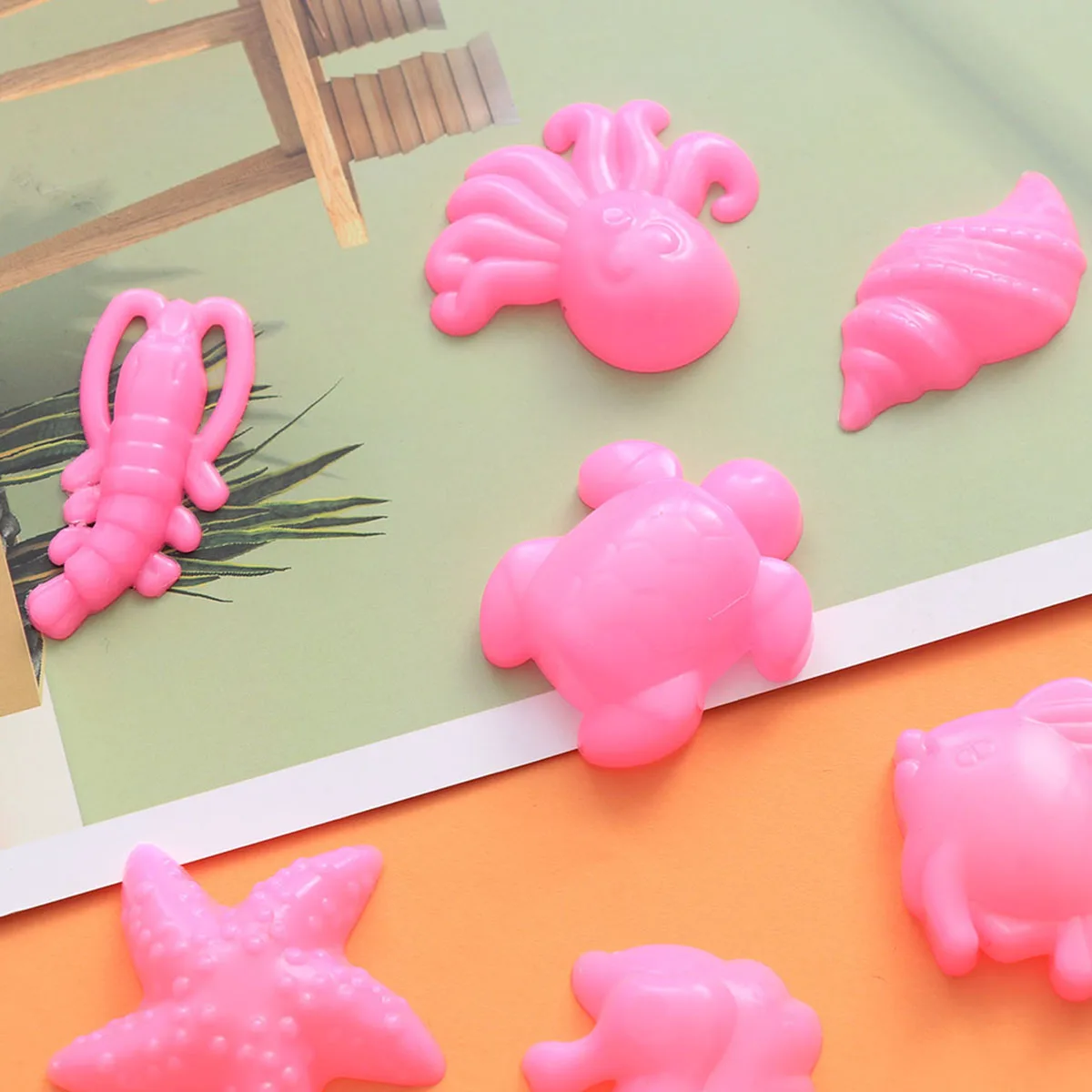 12 pezzi gioca stampi per sabbia giocattoli per sabbia da spiaggia set vassoio per sabbia giocattoli stampi per sabbia per bambini (piccolo/oceano/colore casuale)