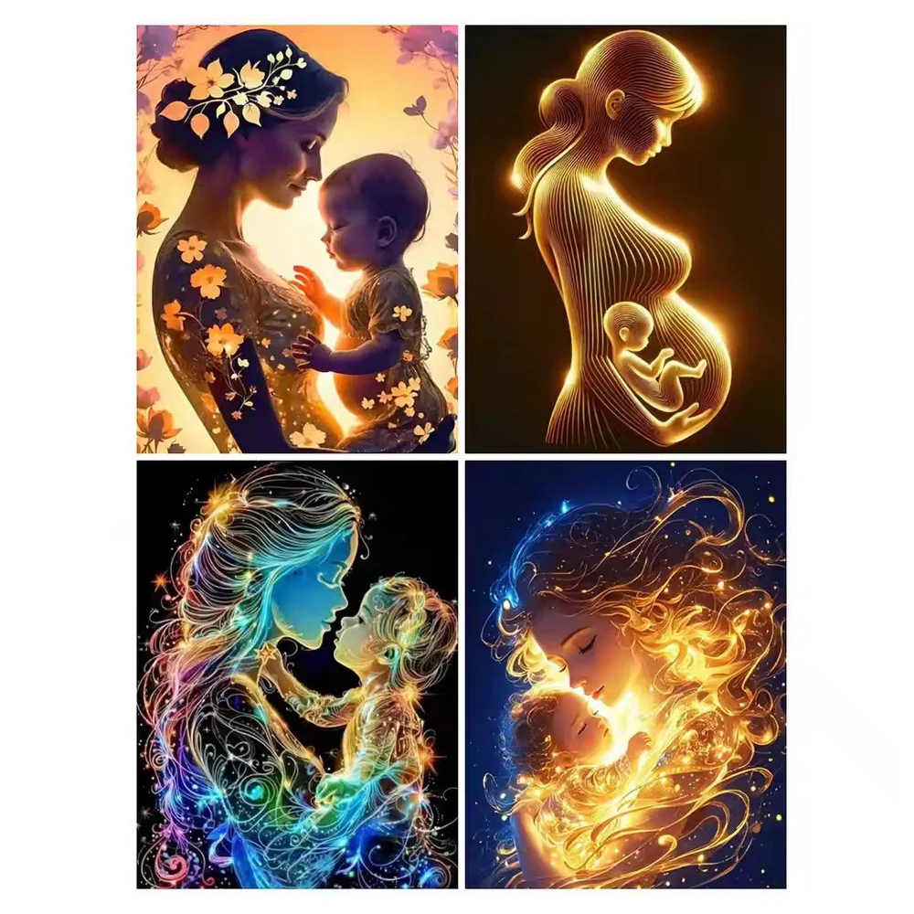 

Любовь Алмазная картина Мать и сын 5D Полный квадратный круглый дрель Вышивка Портрет Мозаика Набор DIY Хобби День матери Подарок Декор