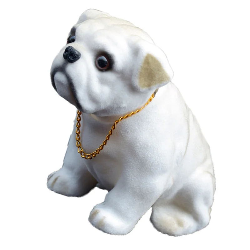 Car Shaking Head Bulldog Cute Dashboard Decoration Resin Flocking Bobble Head Dog For Vehicle Home Office