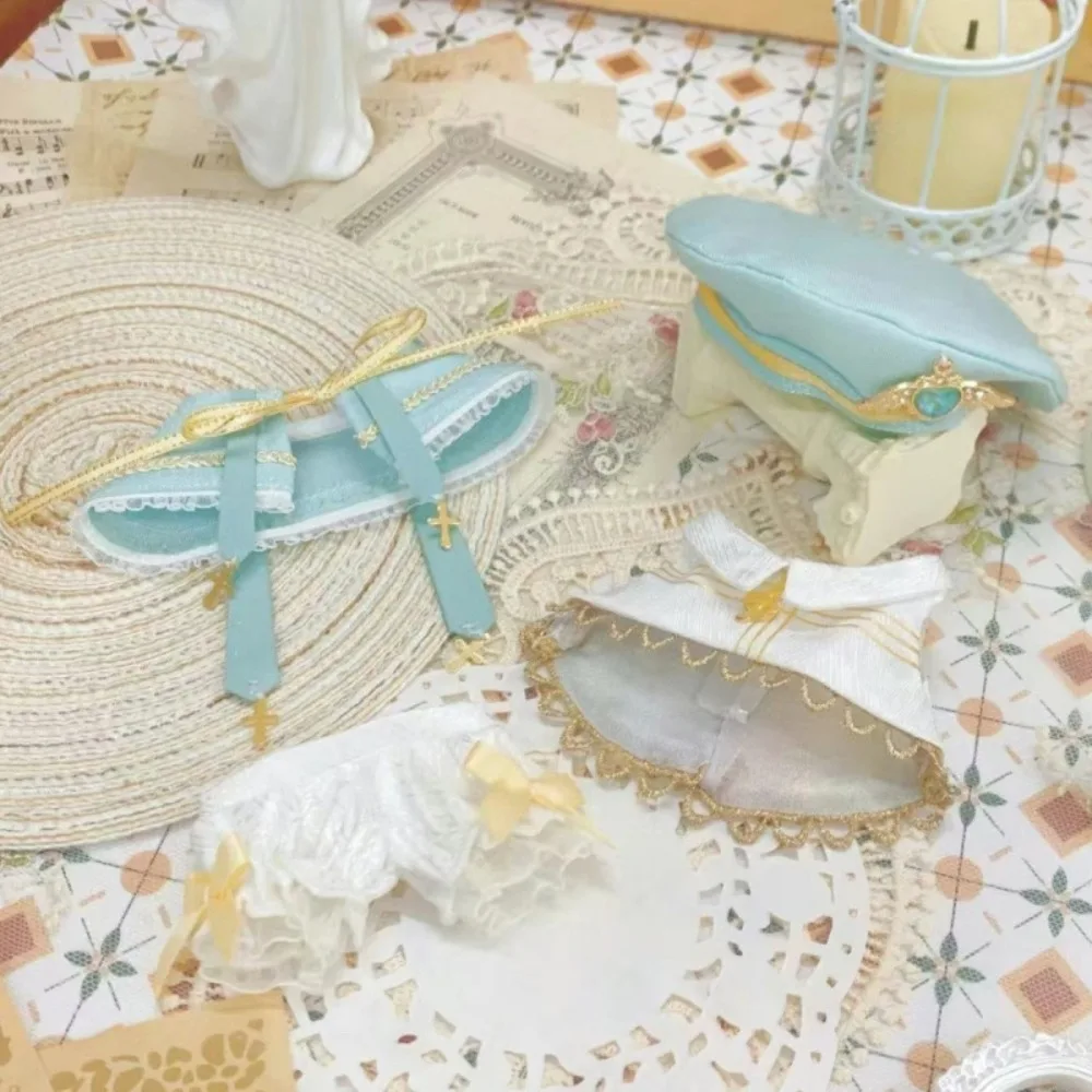 4 teile/satz 20CM Baumwolle Puppe Kleidung Nette Overalls Hut Kappe Puppe Outfit Kleid up DIY Puppe Zubehör Kinder spielzeug