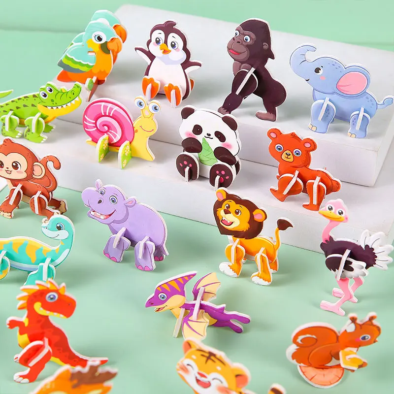 30pcs 3D Jurassic Dinosaur Cute Animals Enlightenment Paper Puzzle Puzzle Puzzle Cartoon Learning Education Puzzle Christmas Toy