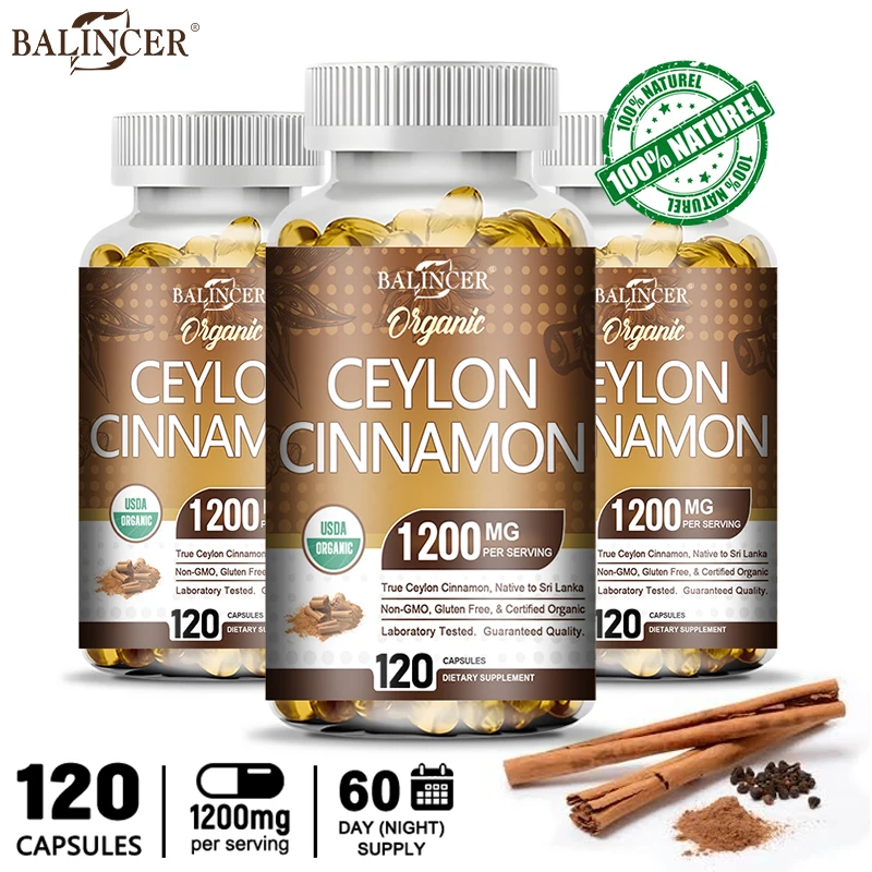 Balincer Ceylon Cinnamon Supplement 1200 Mg - Helps Immune System, Cardiovascular Health, Supports Bone and Joint Health