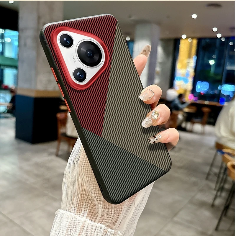 

For Huawei Pura 80 Ultra Spliced Leather Shockproof Case For HUAWEI Pura 80 Pro Plus Alloy Lens Ring Kevlar Cover Pura 70 80 Pro