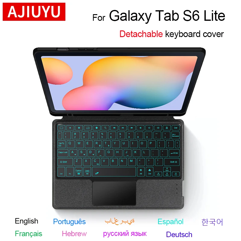 

Съемный чехол с беспроводной волшебной клавиатурой AJIUYU для Samsung Galaxy Tab S6 Lite 10,4 дюйма, 2022 2020, защитный чехол с держателем для ручки S