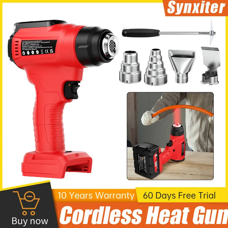 Cordless Heat Gun For Milwaukee M18 Battery Handheld Electric Hot Air Gun With Nozzles For Crafts Shrink Wraping Power Tool