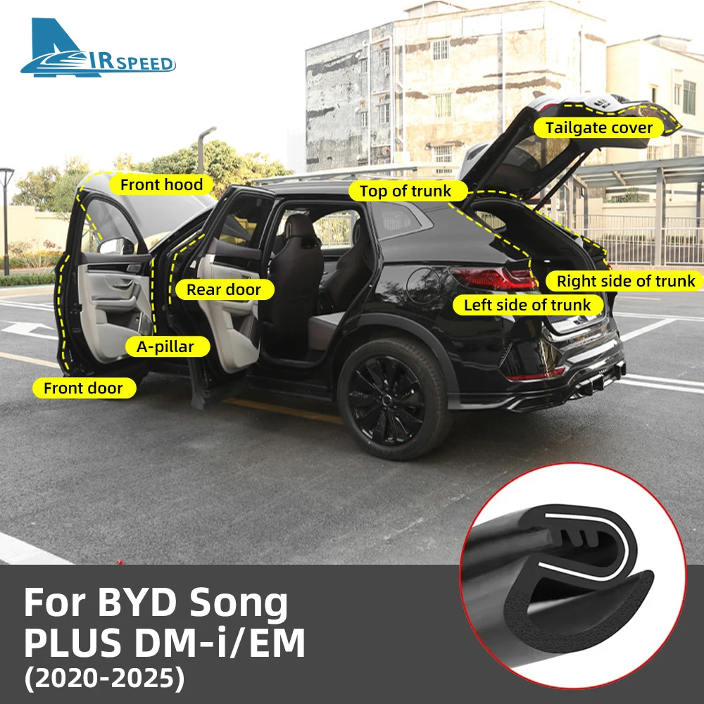 

Door Seal Soundproof Kit For BYD SONG PLUS/DM-i/EV 2020-2022 2023 2024 2025 Rubber Weather Draft Seal Wind Noise Cover Strip