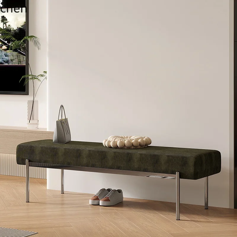 W5.19 retro green corduroy shoe changing stool door household shoe sitting stool