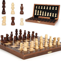 30cm/12inch Travel Chess Wooden Magnetic Chessboard - With 2 Additional Queen's Family Chessboard Game