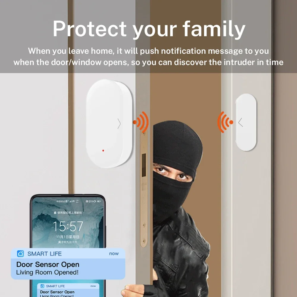 Домашняя безопасность для умного дома, приложение Smart Life Zigbee 3,0 Tuya, датчик двери, датчик окна, совместимый с Alexa Google Assistant
