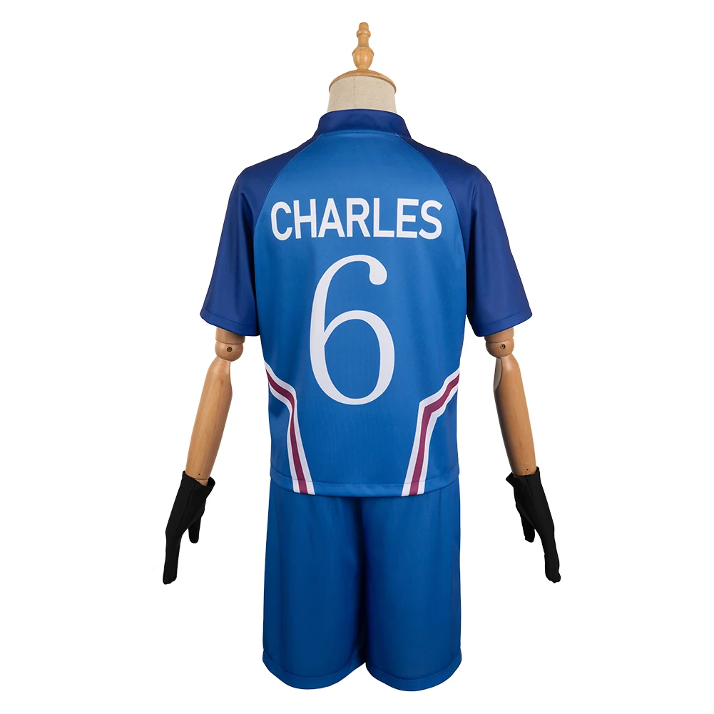 Charles Chevalier Cosplay Costume T-shirt Shorts Outfits Adult Men Women Team Uniforms Blue Anime Lock Halloween Party Suit