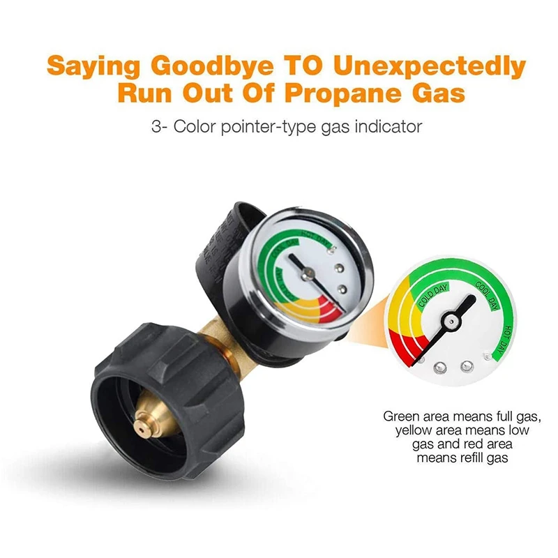 Propane Tank Gauge With POL Connection 5-100 LB Pressure Valve Propane Tank Pressure Test Instrument Tools