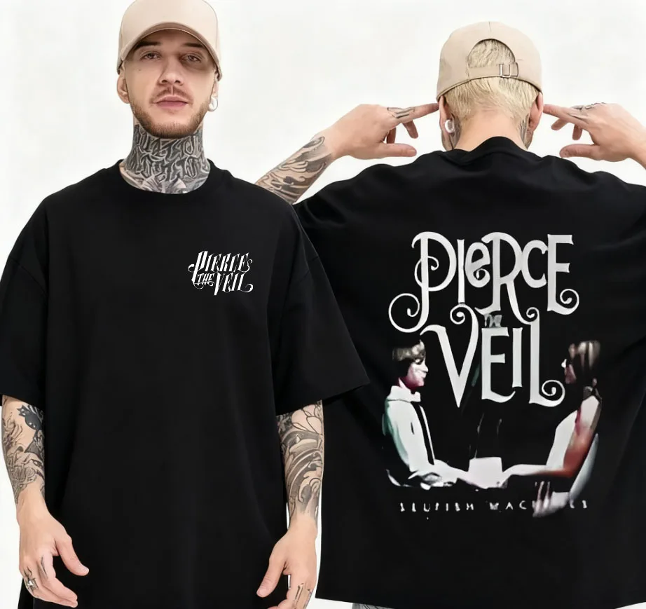 الرجال بيرس الحجاب آلة أنفية أسود قصير الأكمام القطن تي شيرت الصيف القطن قميص الشارع الاتجاه غير رسمي Y2k