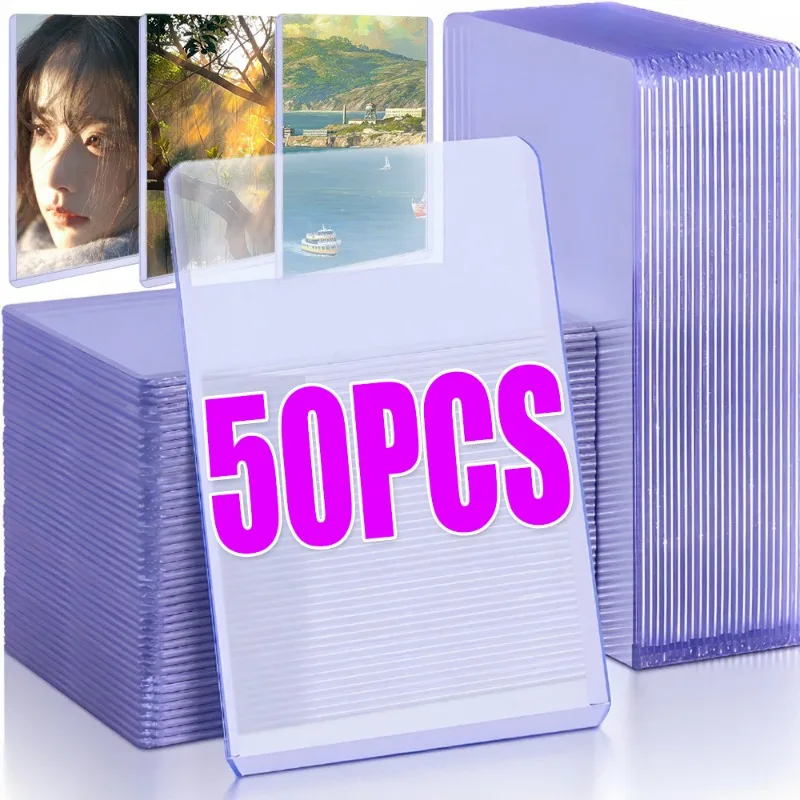 5-50pcs Transparent Korean Kpop Card Sleeve with Protective Film White/Blue Light Card Holder Idol Photo Game Card Cover Display