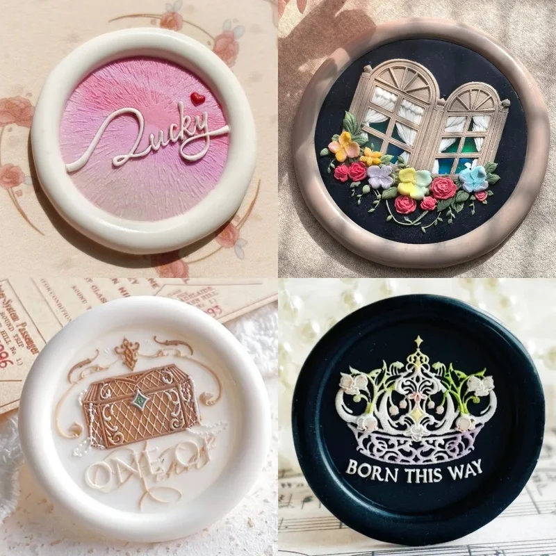 New Unique Flower Wax Seal Head Relief Copper Head Multi-Layer Carved DIY Envelope Invitation Card Sealed Supplies Stamp Toy