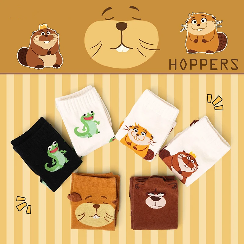 

Носки с мультяшным принтом в стиле аниме Disney Hoppers King Georges Lizard Beaver, весенние повседневные модные носки для взрослых, размер 35-42