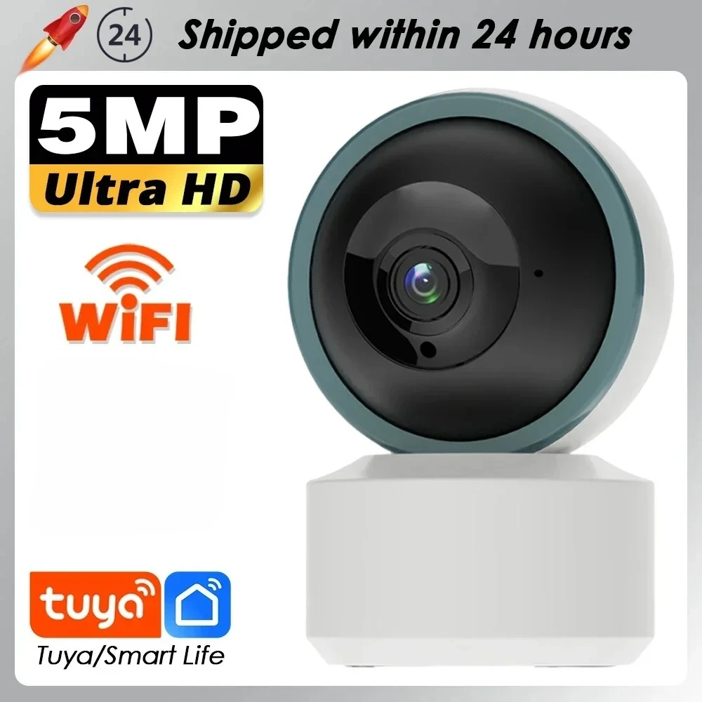 Tuya Smart Life 5MP Wifi PTZ IP Security Camera Indoor Auto Tracking Wireless CCTV Surveillance Camera 2 Way Audio Baby Monitor