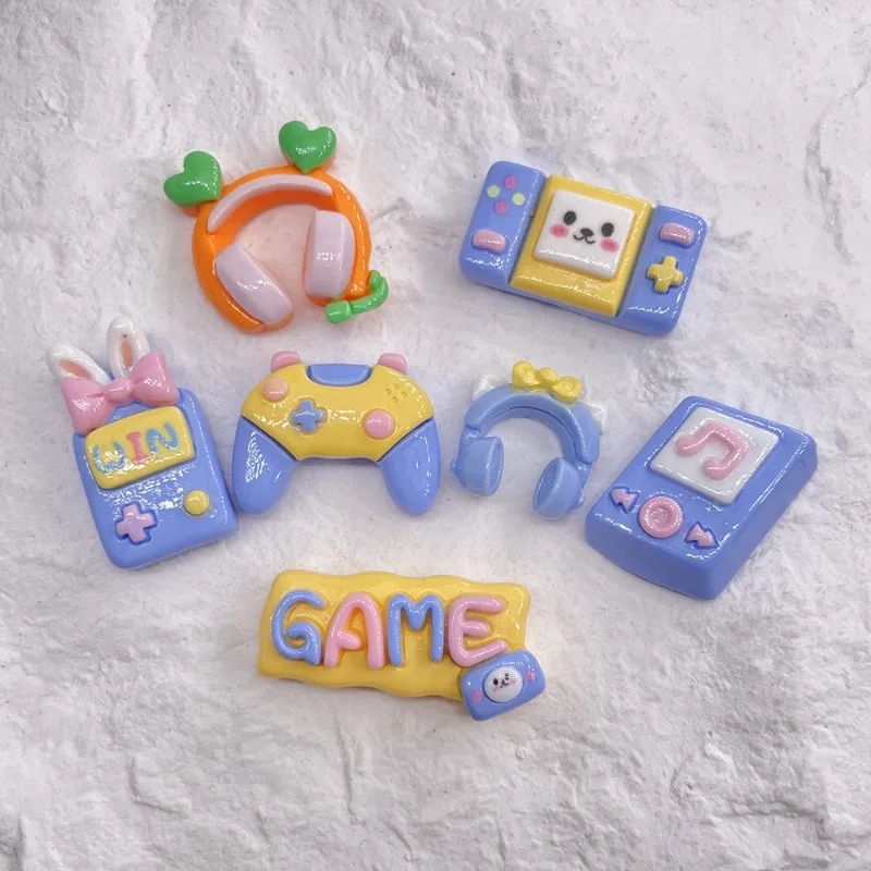 5 stücke Cartoon Harz Game Controller Musik Telefon Harz Cabochon Telefon Fall Deko Teile Charakter DIY Haars chleifen Zubehör – Detail 4