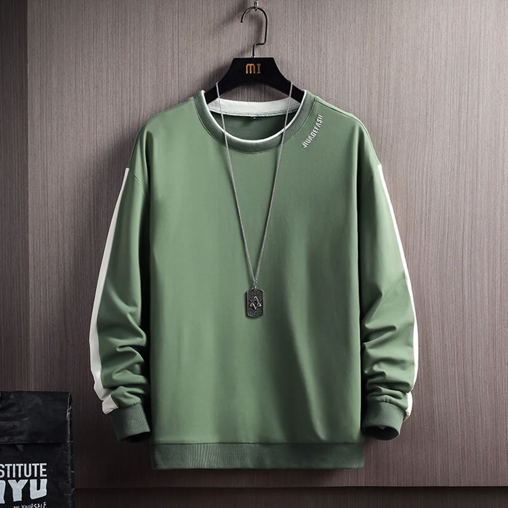 Suéter de manga larga para hombre, suéter holgado de cuello redondo con contraste de Color, venta al por mayor
