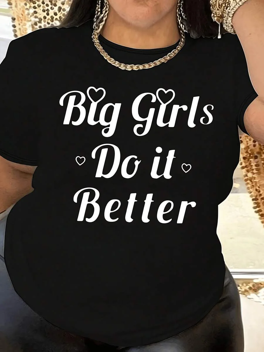 

Plus Size Women's Printed T-Shirt with Confidence Statement, Slim-Fit, Edgy and Alluring Style for Curvy Girls