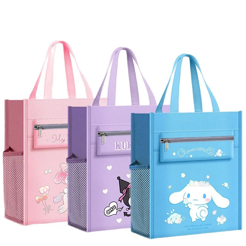 Genuine Sanrio Characters Library Tote Bags School Bag Large Capacity Students Canvas Storage File Bag Tutoring Handbag