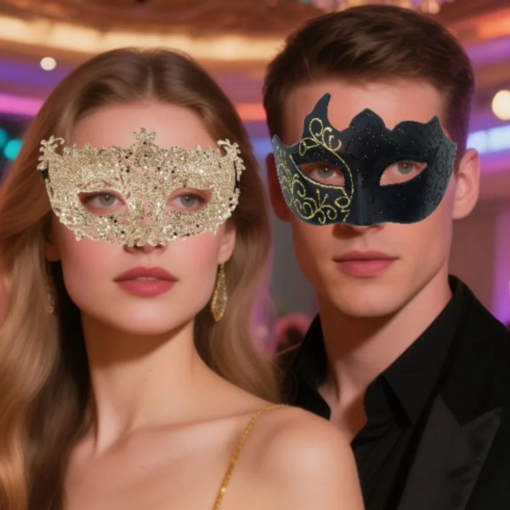 Half Face Mask Adjustable Costume Cosplay Accessories Venetian Masquerade Mask  Plastic Eye Mask For Carnival Theme Event