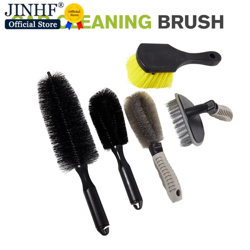 5 sizes Car Cleaning Brush Short-Handled Tire Brush Soft Fur Car Wheel Brush Auto Spoke Truck Motorcycle Alloy Tire Wheel Brush