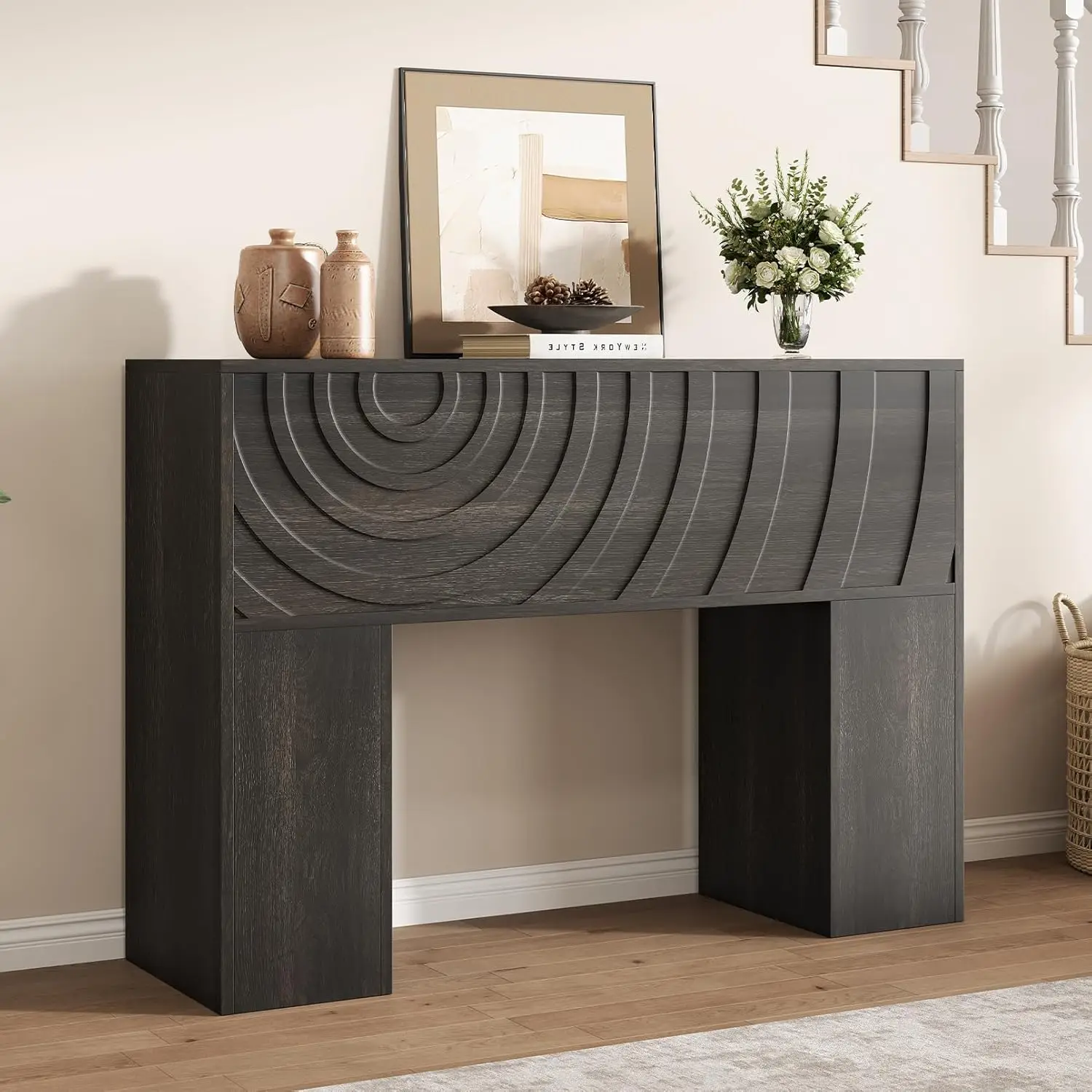 

43" Carved Wood Console Table for Entryway Living Room Hallway Foyer, Customized