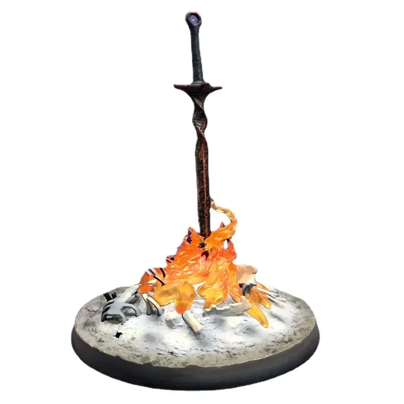 

23cm Dark Soul LED ILLUMINATION Bonfire LIT Light staue Action Figure glowing fire Collection model child birthday gift