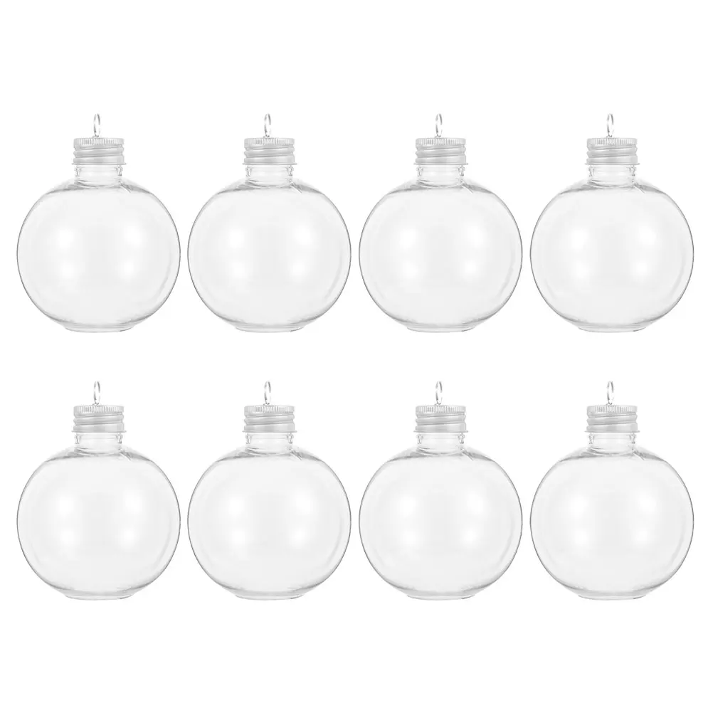 

8pcs Christmas Ball Wine Bottle Juice Bottles Candy Packaging Holiday Decoration Reusable Plastic Empty Drink Container Bulb