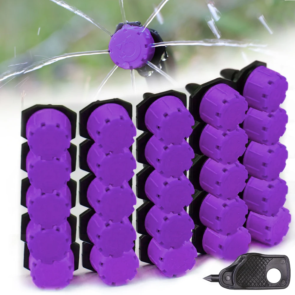 

MUCIAKIE Purple 8-Hole Adjustable Flow Dropper 1/4 "Barb Microdrop Sprinkler Small Nozzle Garden Hose Watering System Accessorie