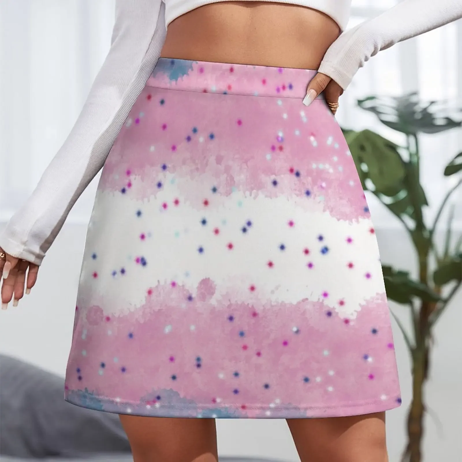 Transgender Pride Flag with Glitter Mini Skirt Women's summer skirt Skirt for girls Skort for women korean summer clothes